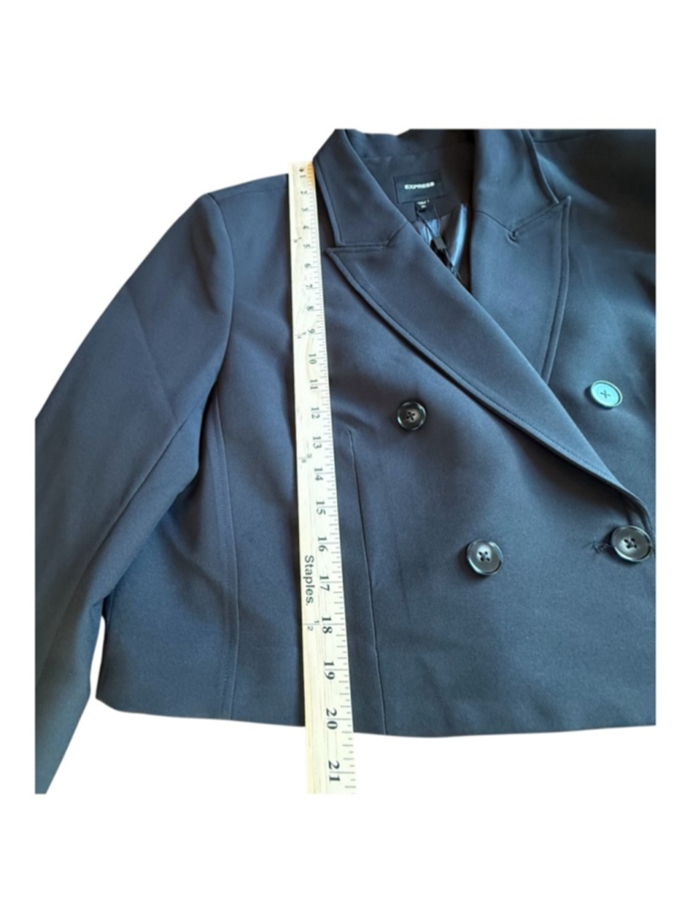 EXPRESS Black Cropped Double-Breasted Blazer XL NWT - Picture 9 of 9